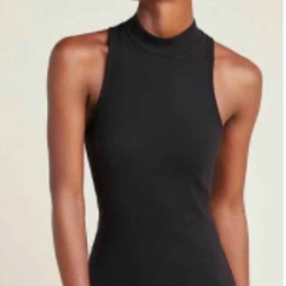 Stateside Mock Neck Tank Top Black Sz M